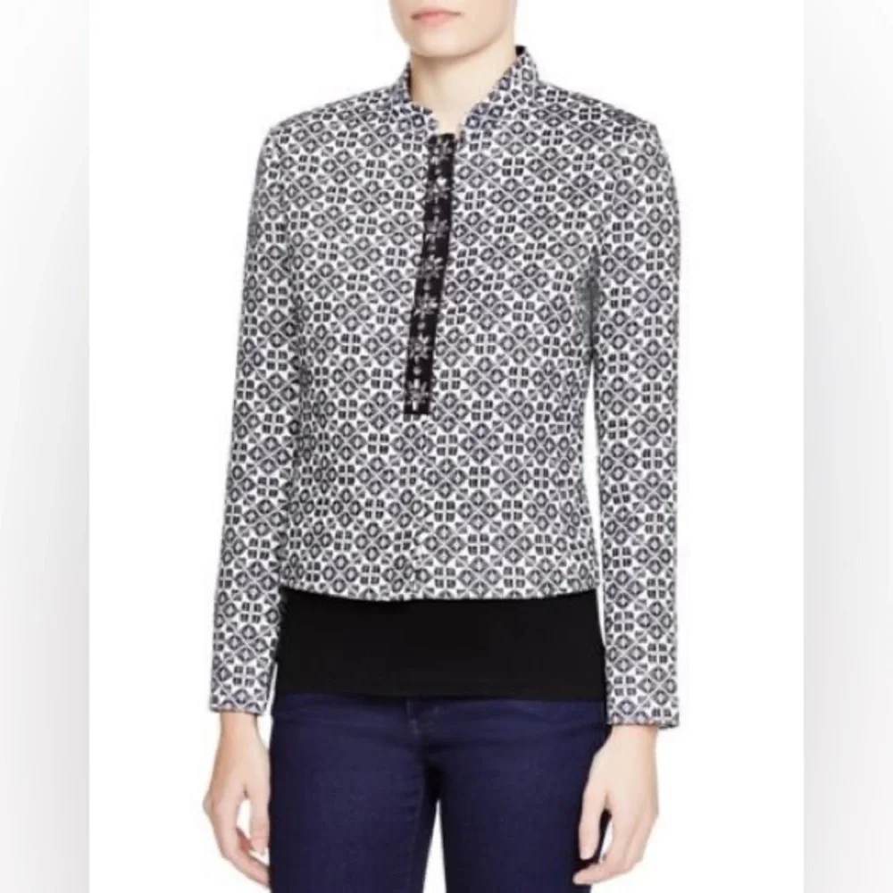 NWT Tory Burch Embellished Crystal Jeweled Blazer Jacquard Cotton Blend Jacket